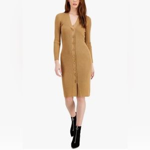 Bar III Women's Ribbed Sweater Dress (Vicuna, XS ) NEW Cocktail Dress Party